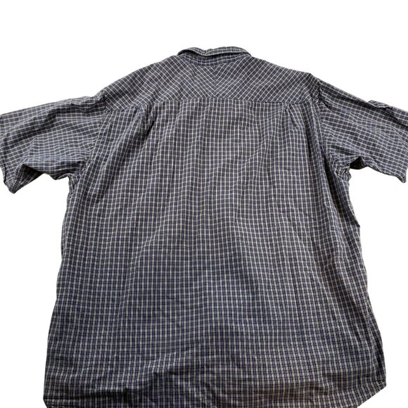 Redhead Mens Shirt 2XL Short Sleeve Plaid Button-Down Blue & White Cotton Casual - Picture 2 of 8